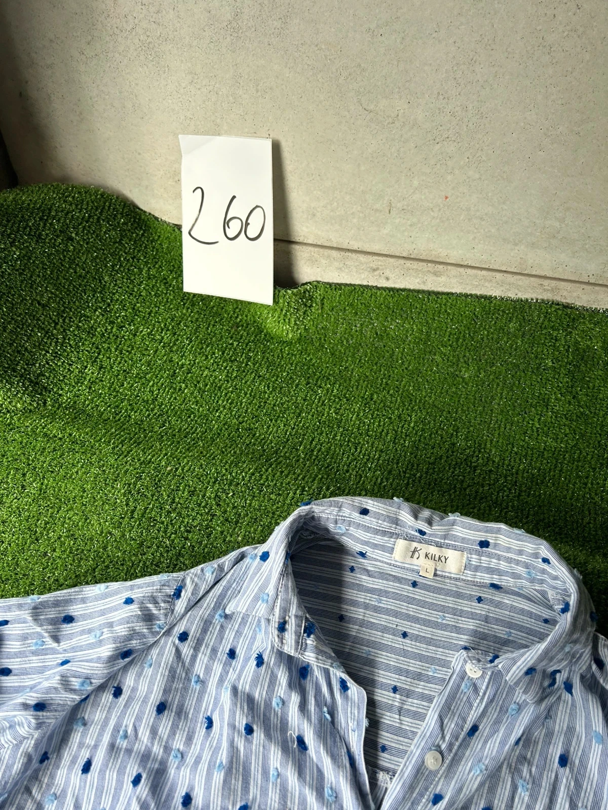 Witte blauwe gestreepte kilky-shirt maat L 100% katoen – photo 6